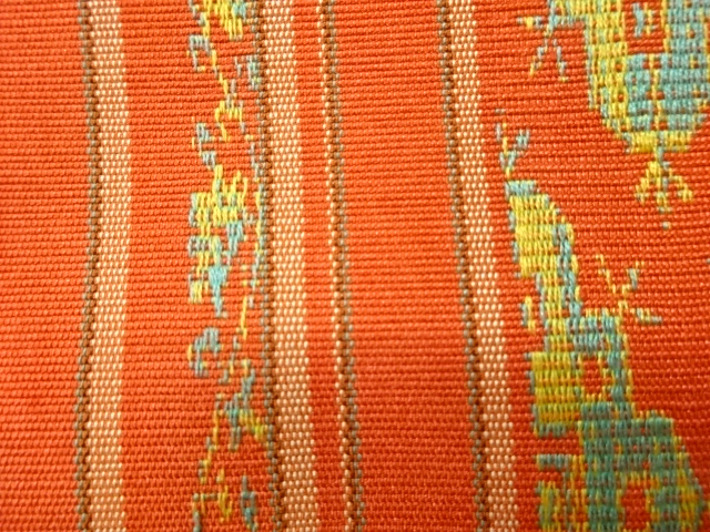  未使用品　縞に幾何学模様織出し名古屋帯